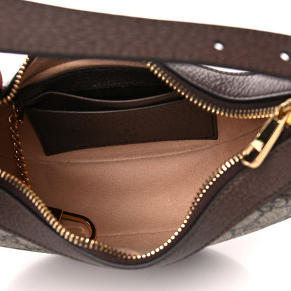 Gucci GG Supreme Monogram Textured Calfskin Web Mini Ophidia Half Moon Hobo Beige Ebony New Acero 4 of 10