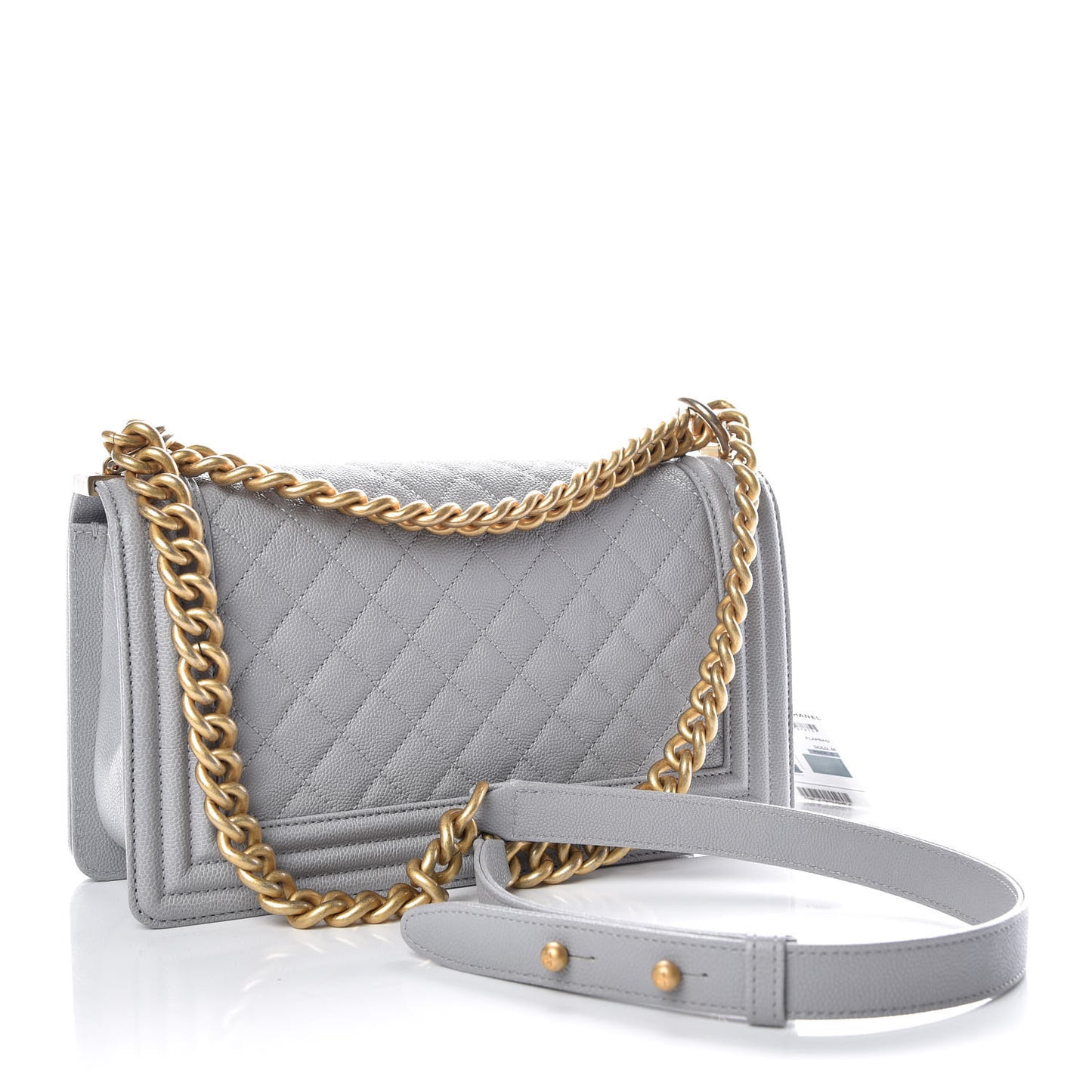 Caviar Quilted Medium Boy Flap Grey