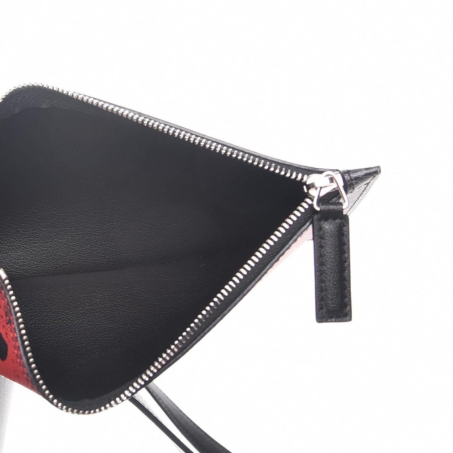 Calfskin Large Shopping Tote Black Red