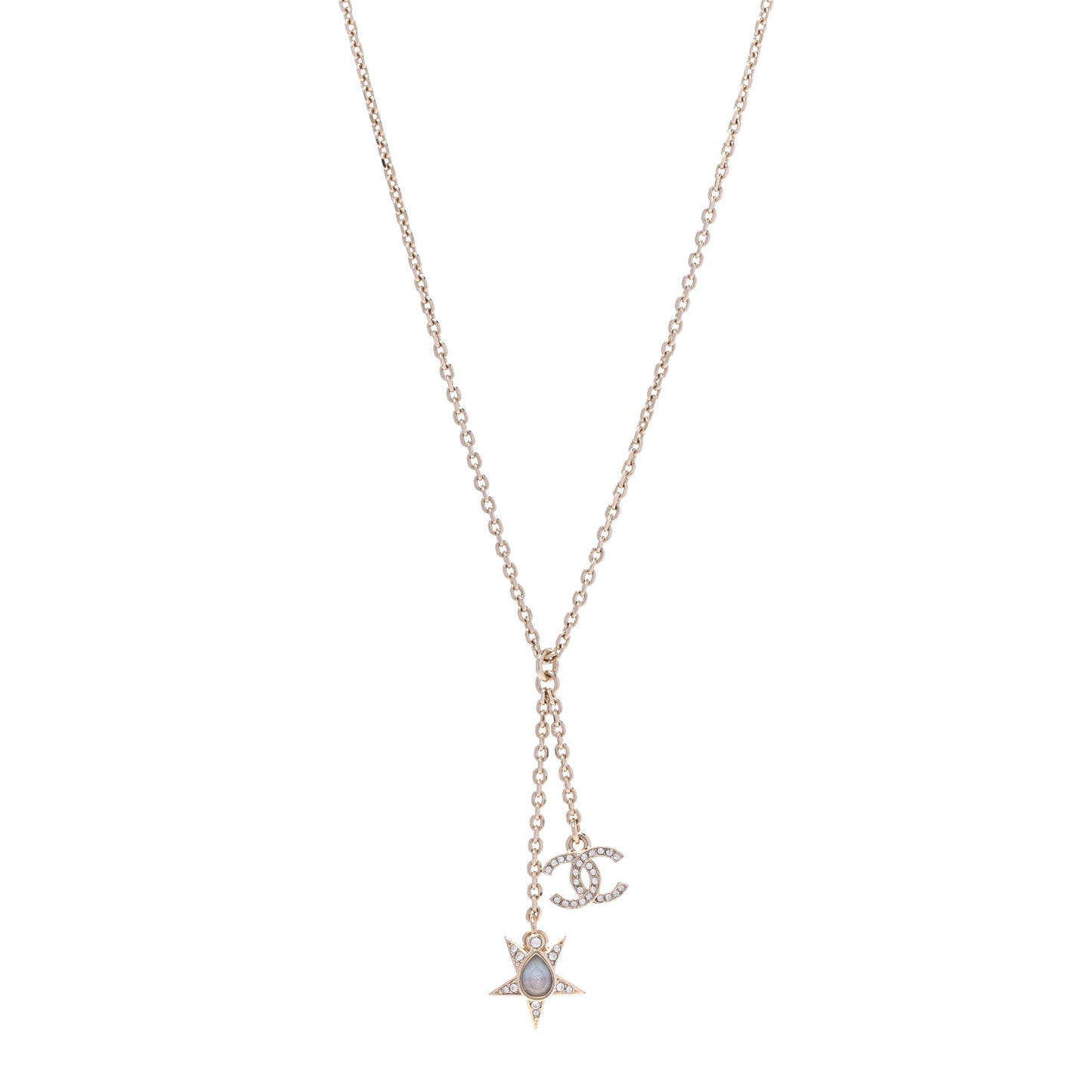 Crystal CC Star Necklace Gold Pink Blue