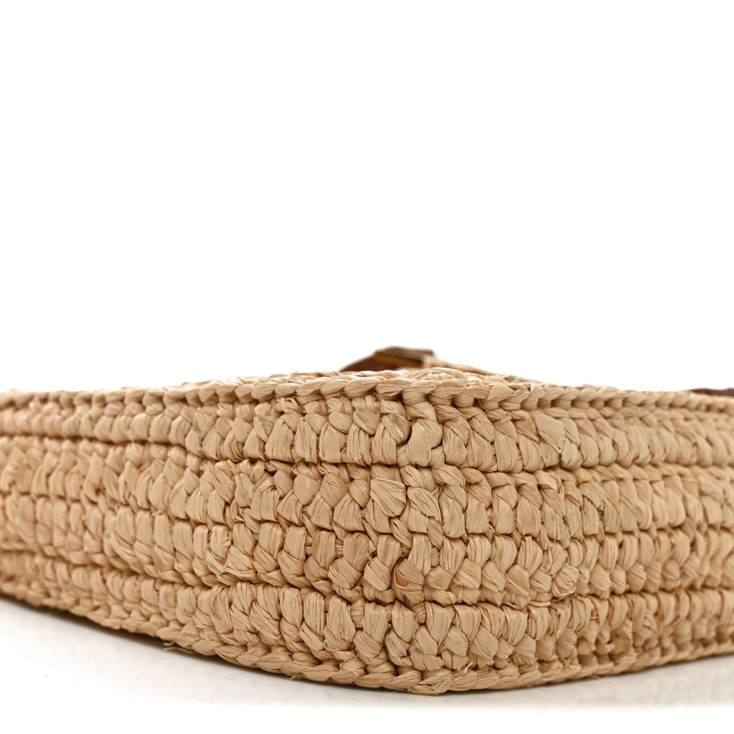 Raffia Calfskin Le 5 A 7 Mini Hobo Natural Brick