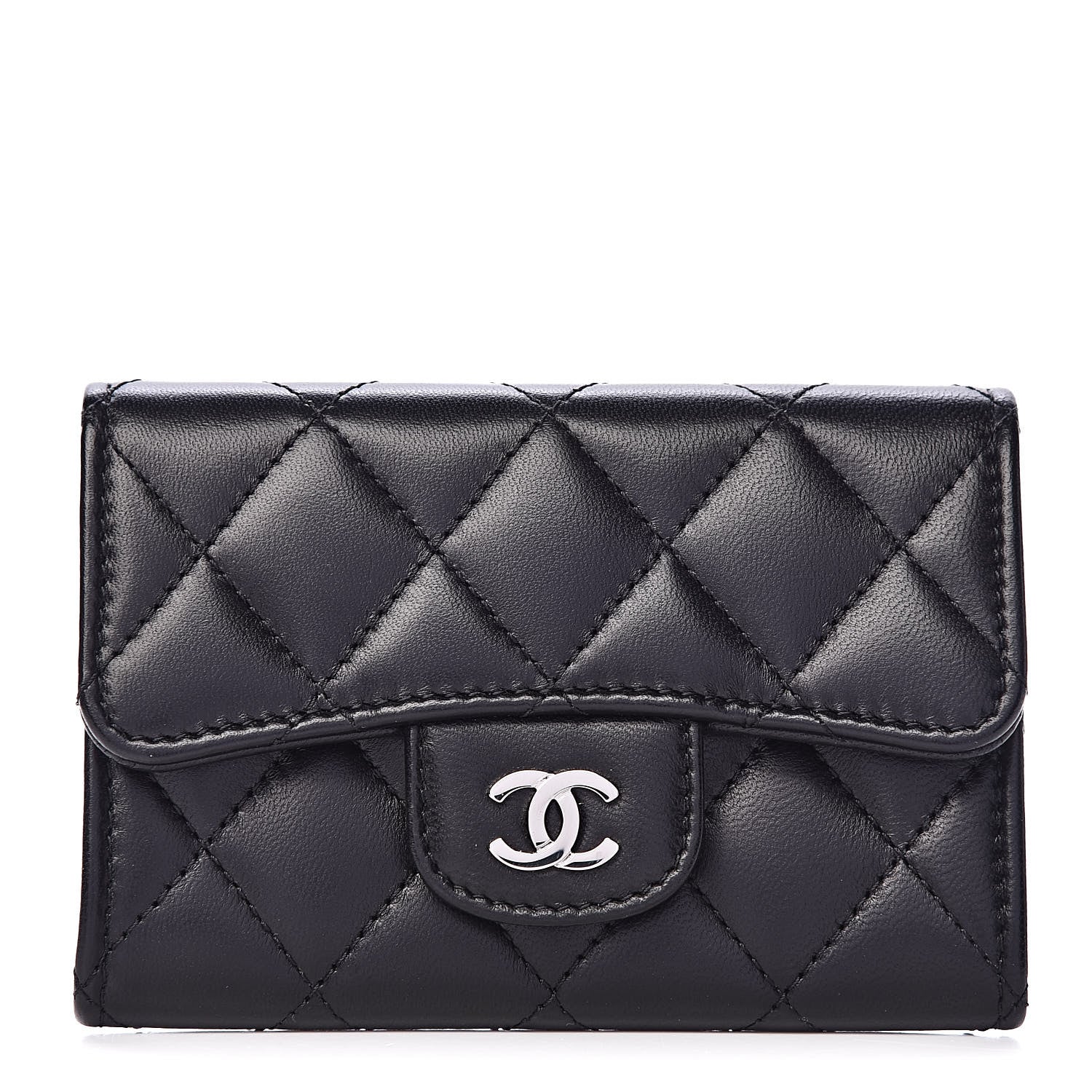 Chanel Lambskin Quilted Flap Card Holder Black 1 of 9
