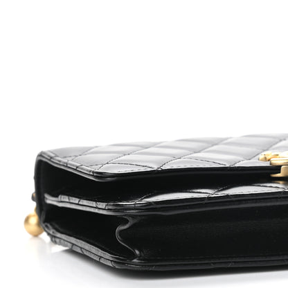 Chanel Calfskin Quilted Perfect Fit Wallet On Chain WOC Black 10 of 12