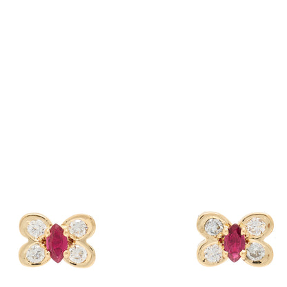 Van Cleef & Arpels 18K Yellow Gold Diamond Ruby Butterfly Earrings 1 of 4