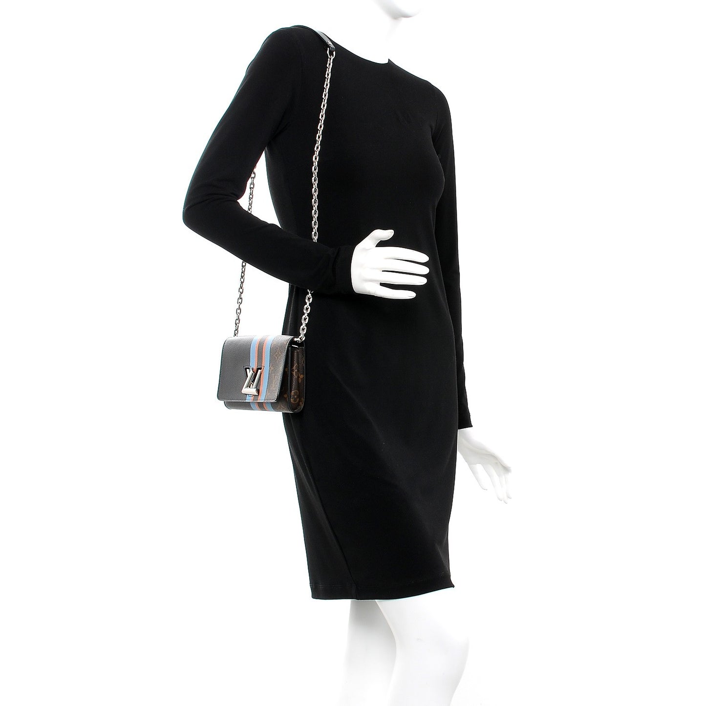 Monogram Stripe Twist Chain Wallet