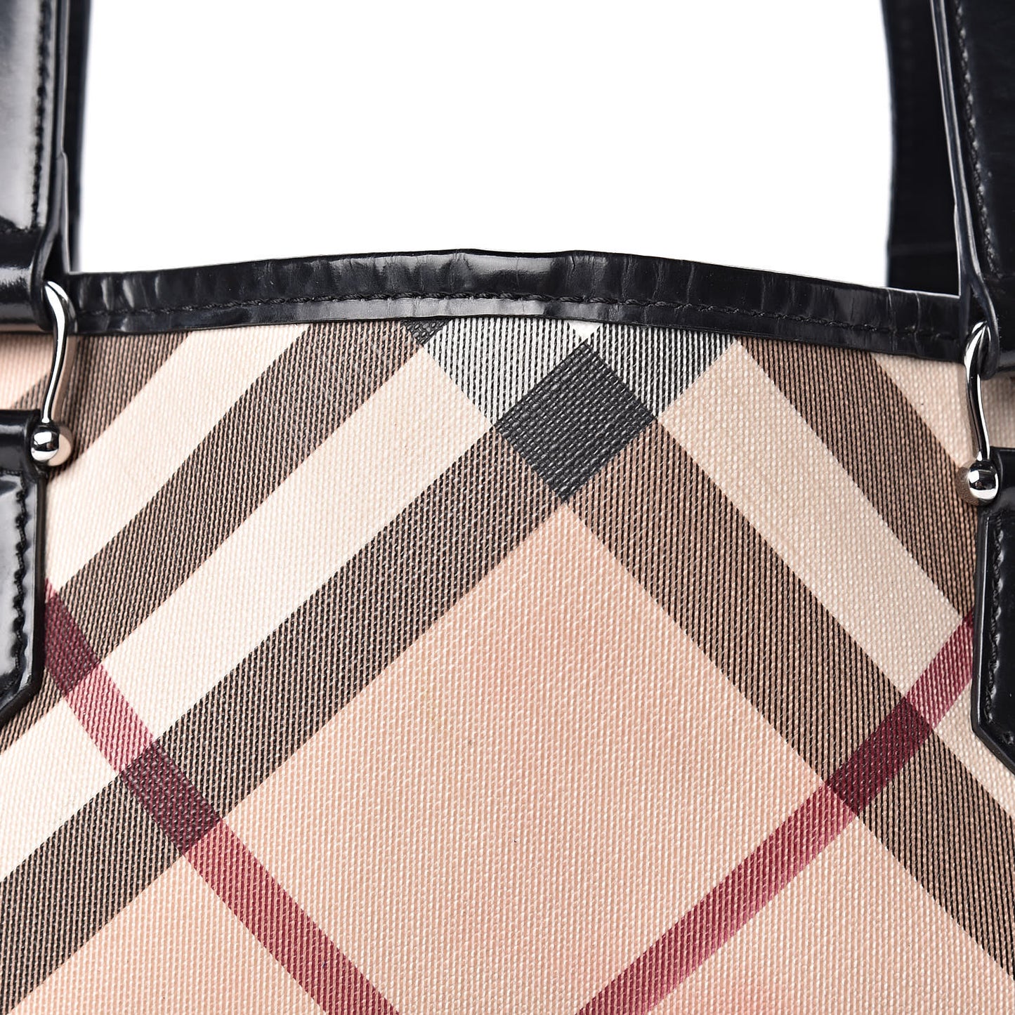Patent Supernova Check Small Stanton Tote Black