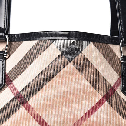 Burberry Patent Supernova Check Small Stanton Tote Black 17 of 19