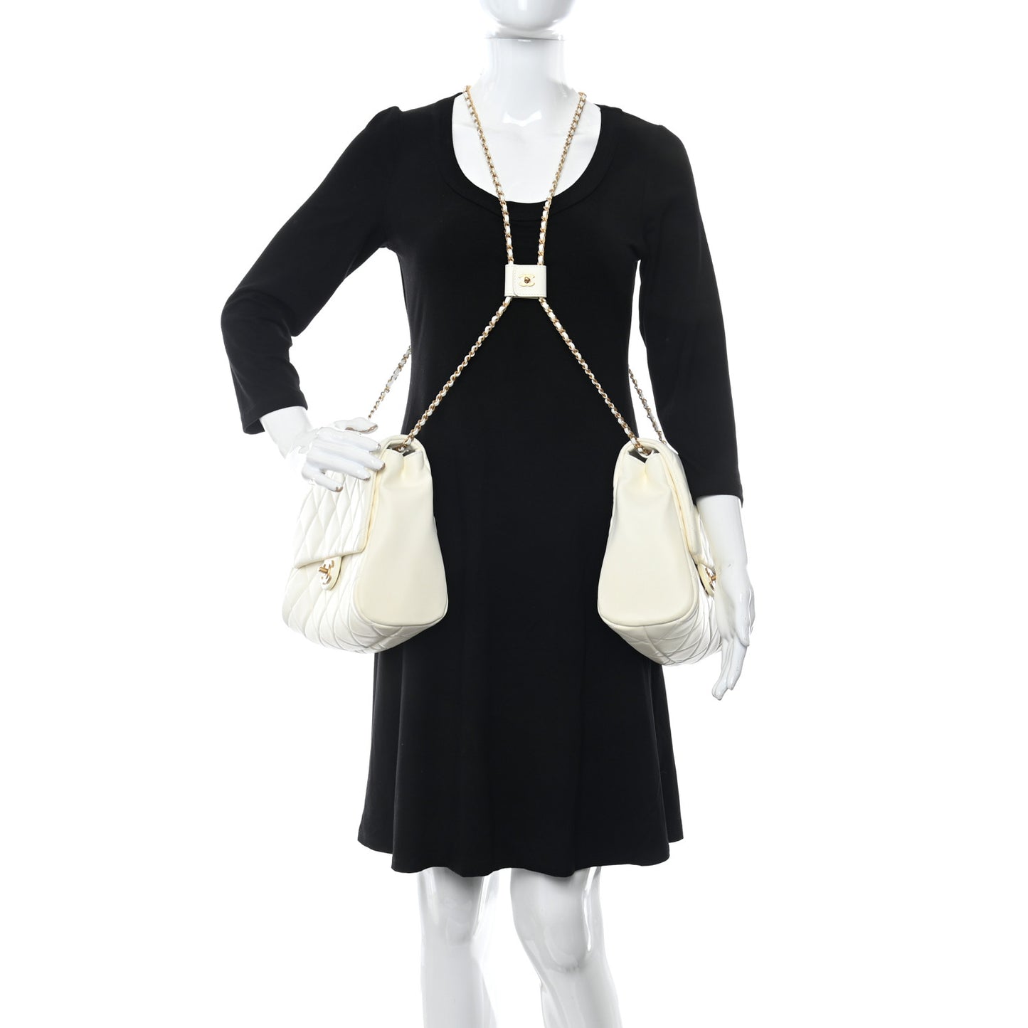 Lambskin Quilted Large Side-Packs White