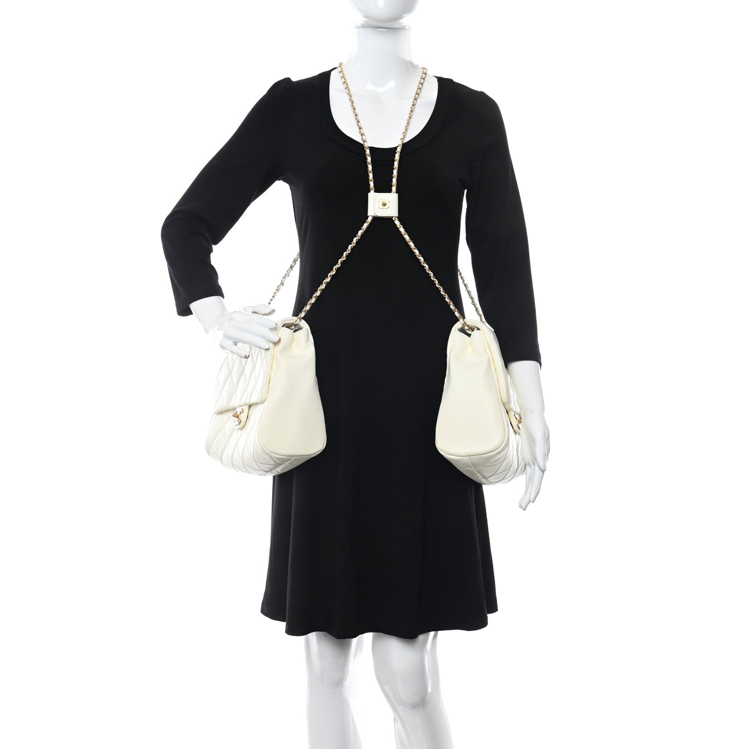 Chanel Lambskin Quilted Large Side-Packs White 2 of 14