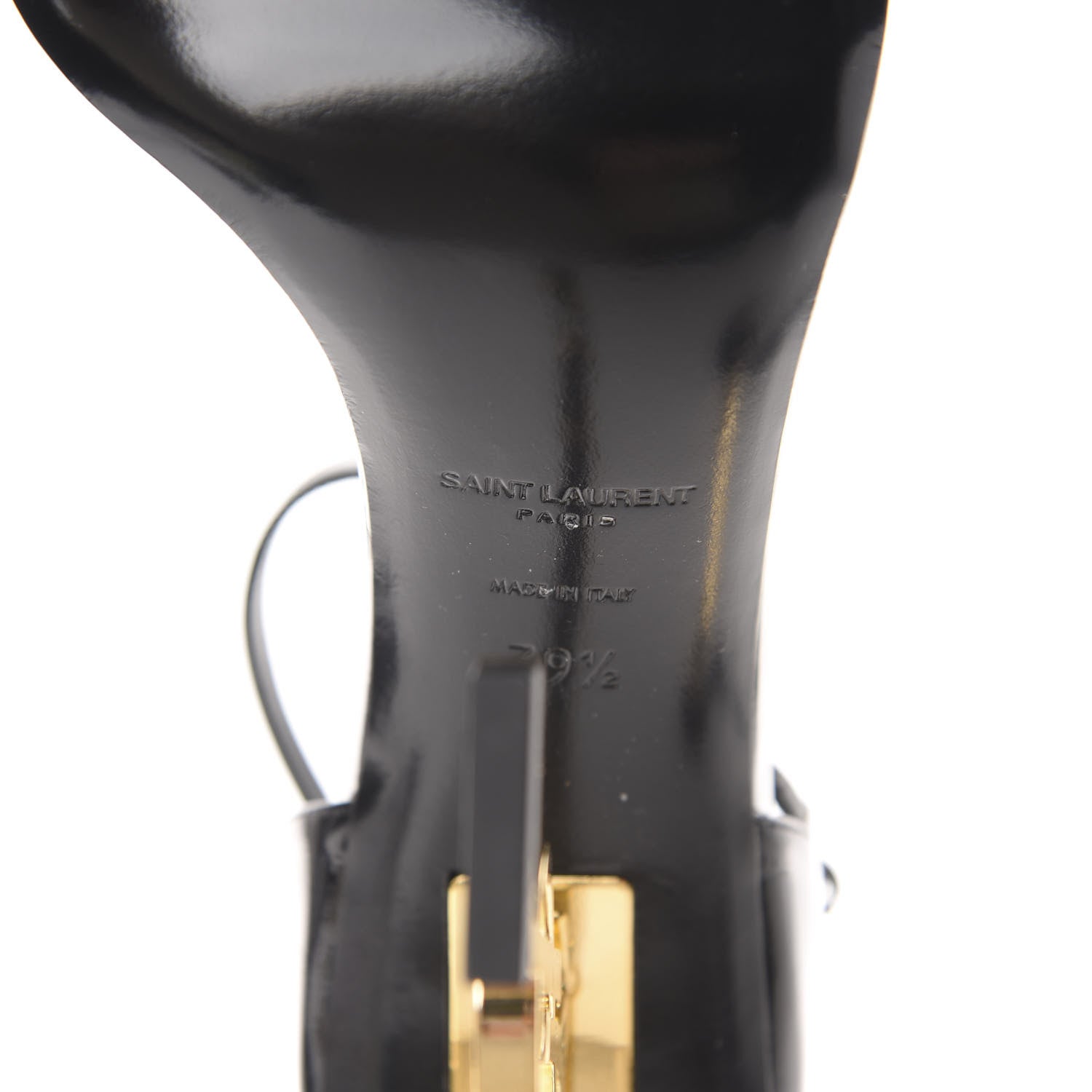 Saint Laurent Patent Calfskin Opyum 110 Sandals 39.5 Black Gold 8 of 8