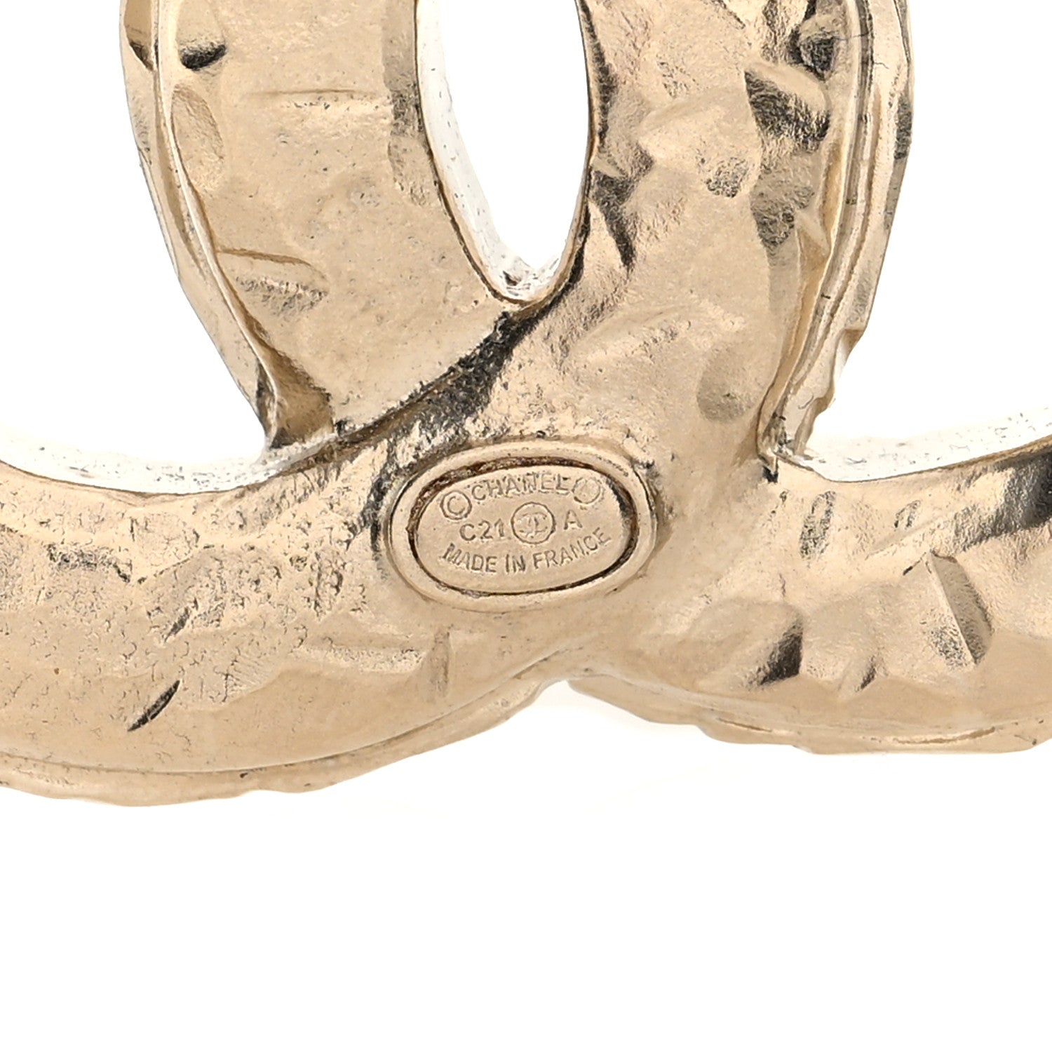 Chanel Crystal Textured CC Brooch Light Gold 3 of 4