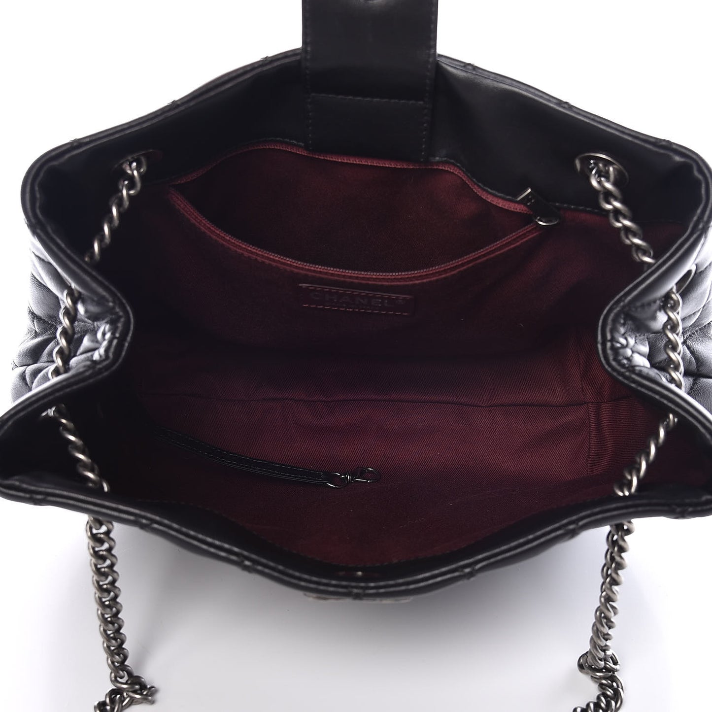 Lambskin Quilted Accordion Tote Black