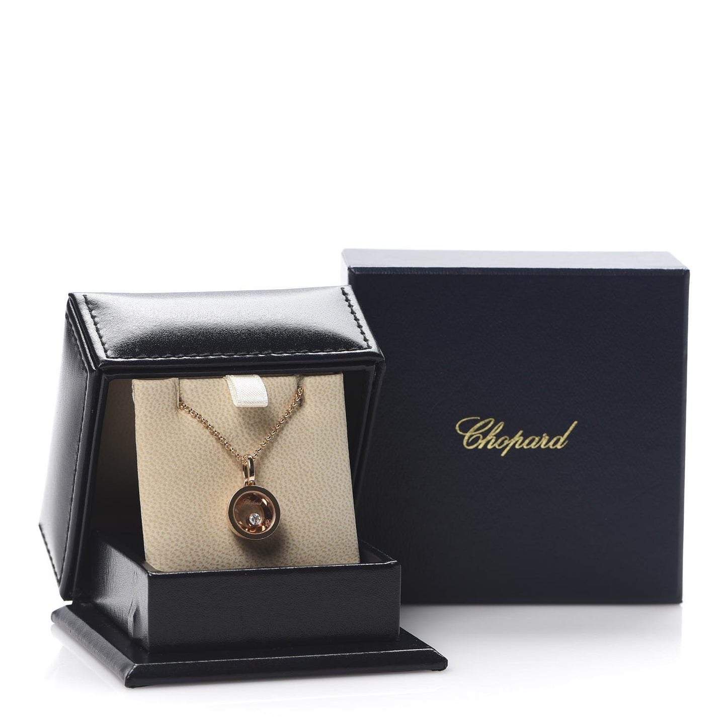 18K Rose Gold Happy Diamonds Icons Round Pendant Necklace