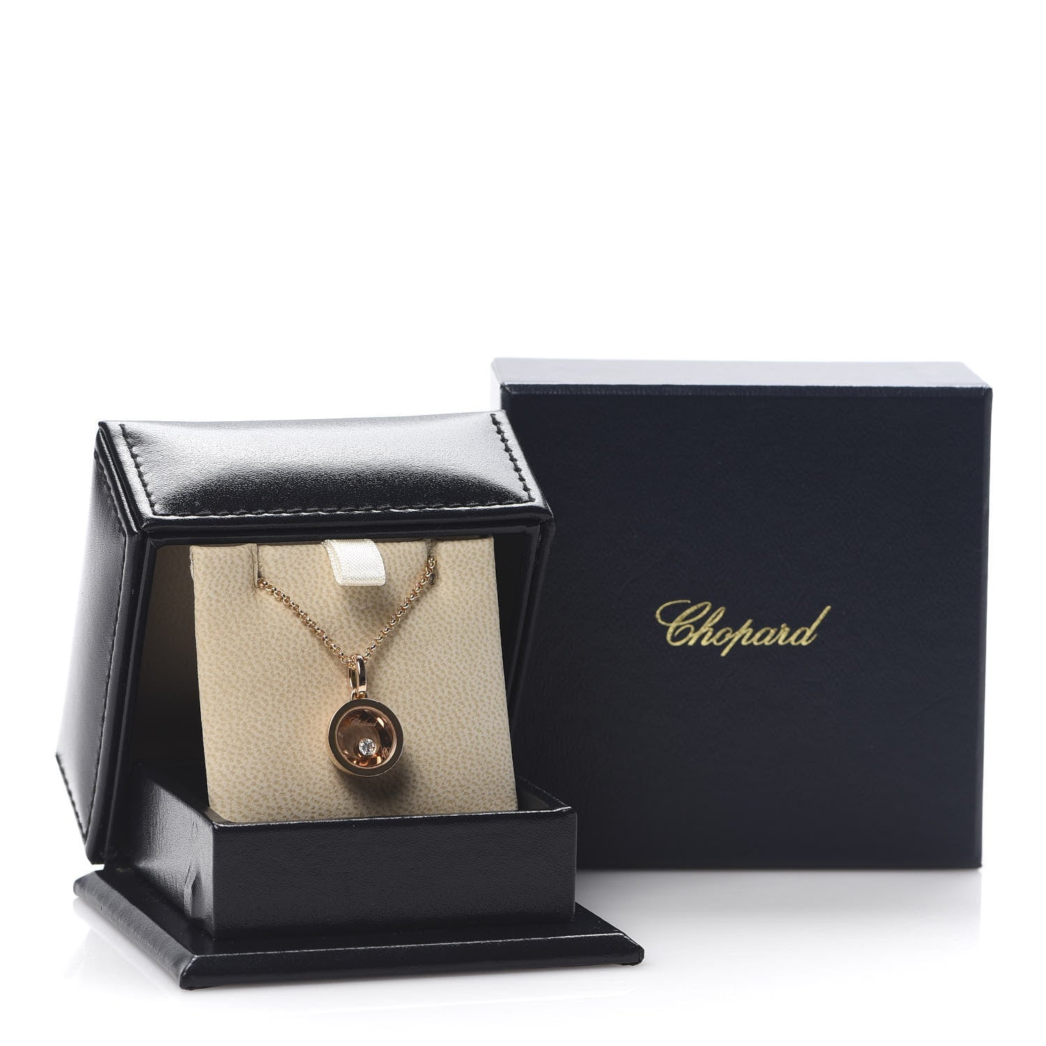 Chopard 18K Rose Gold Happy Diamonds Icons Round Pendant Necklace 7 of 7