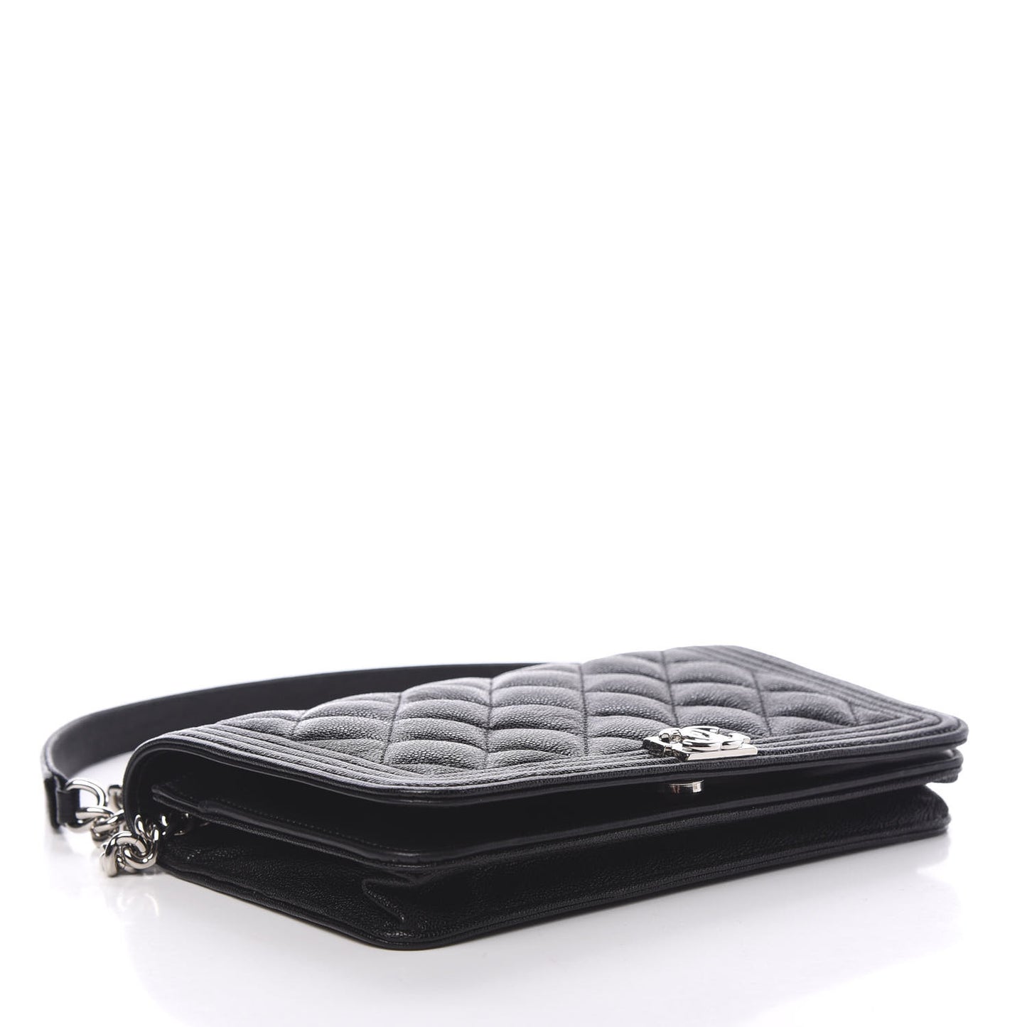 Caviar Quilted Boy Wallet On Chain WOC Black