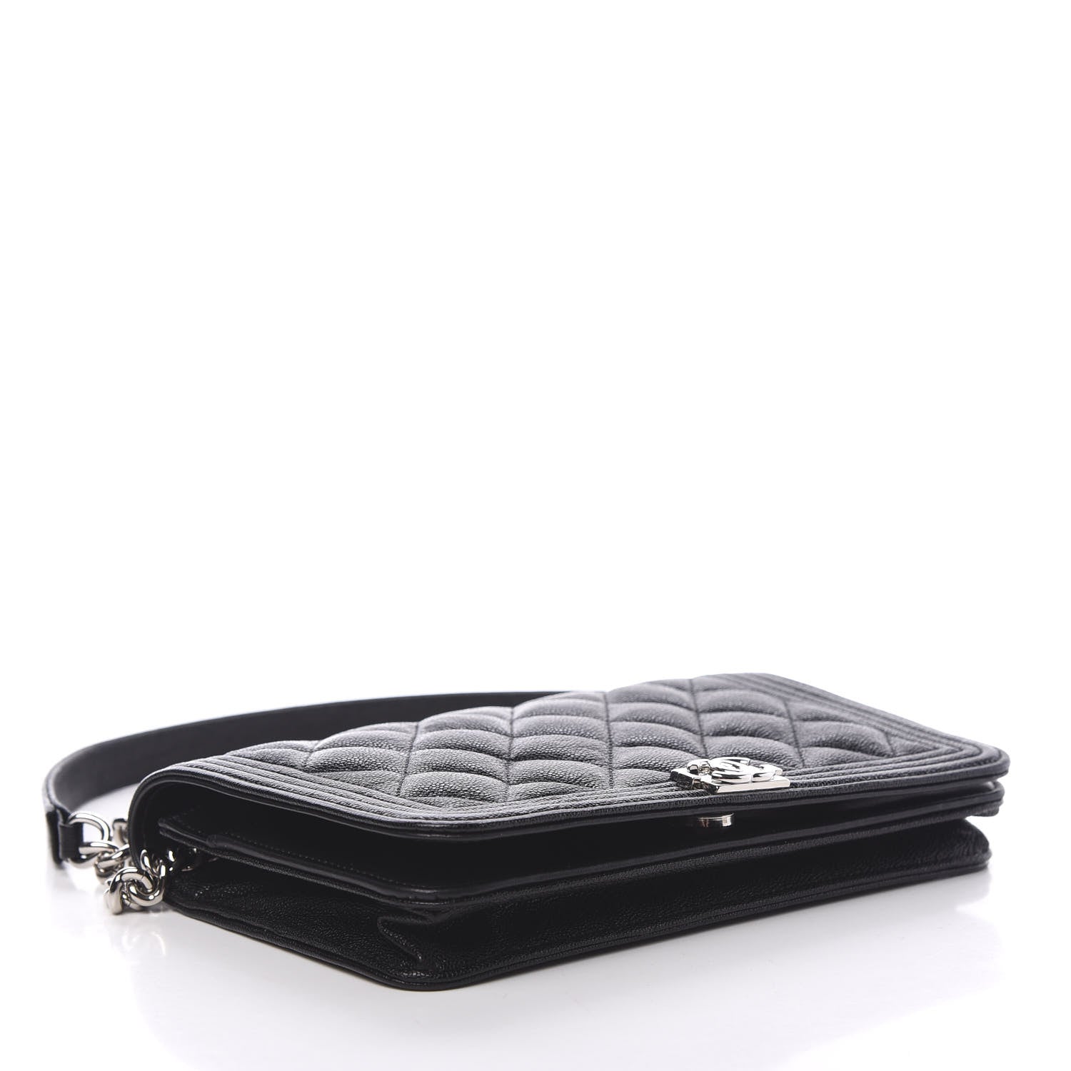 Chanel Caviar Quilted Boy Wallet On Chain WOC Black 3 of 13