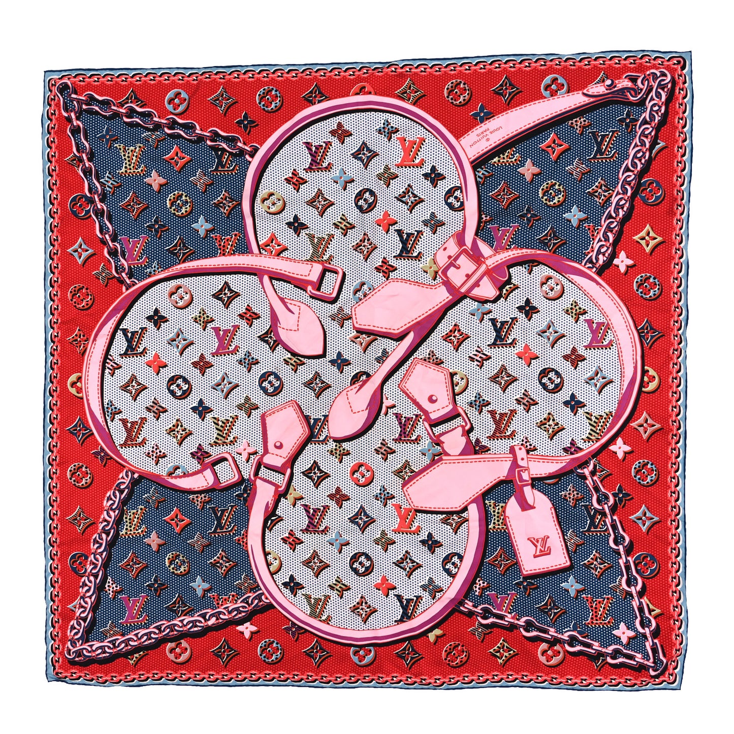 Silk Pop Monogram Scarf Red Pink