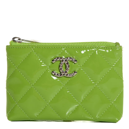 Chanel Patent Quilted Brilliant Key Holder Case Light Green 1 of 8