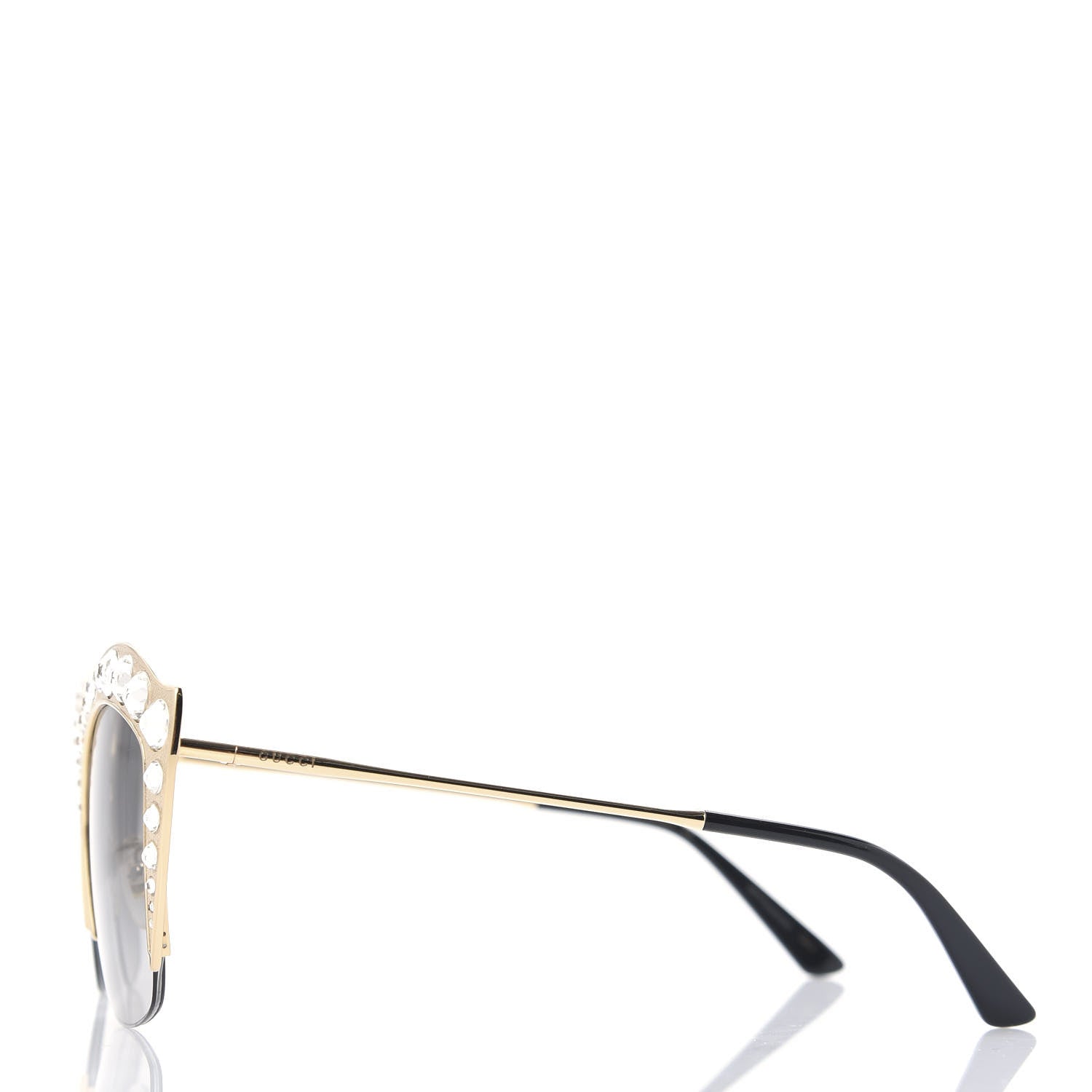 Gucci Metal Crystal Cat Eye Sunglasses GG00114S Gold 2 of 8