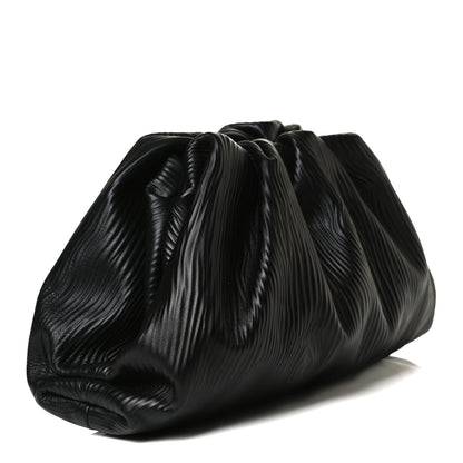 Bottega Veneta Bark Calfskin Embossed The Pouch Oversized Clutch Black 2 of 12