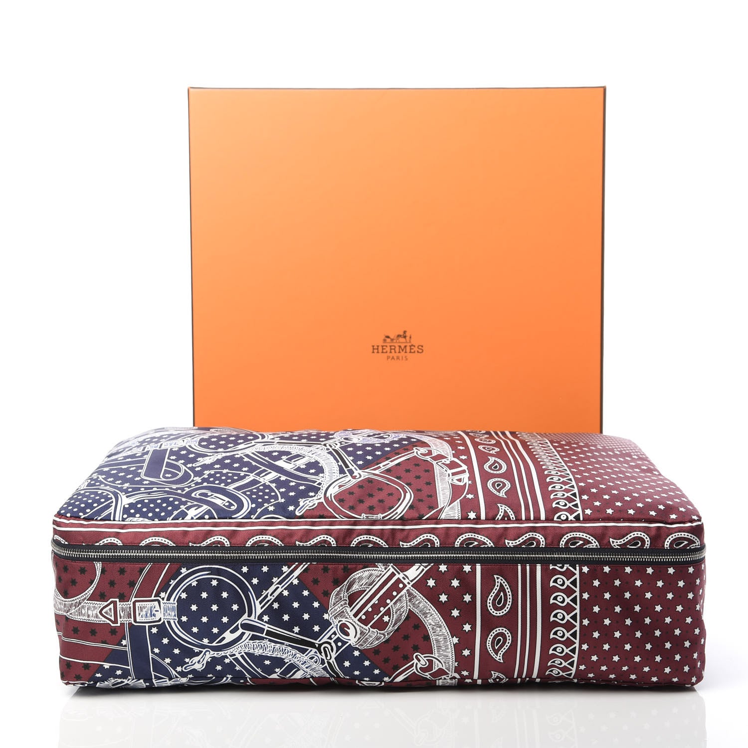 Hermes Silk Travelsilk Travel Cube Bordeaux Bleu Marine 9 of 9