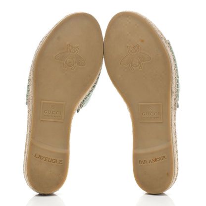 Gucci Nappa Matelasse GG Marmont Espadrille Slide Sandals 38 Water Green 5 of 10