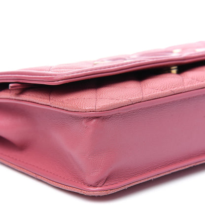 Chanel Caviar Quilted CC Filigree Wallet On Chain WOC Pink 10 of 18