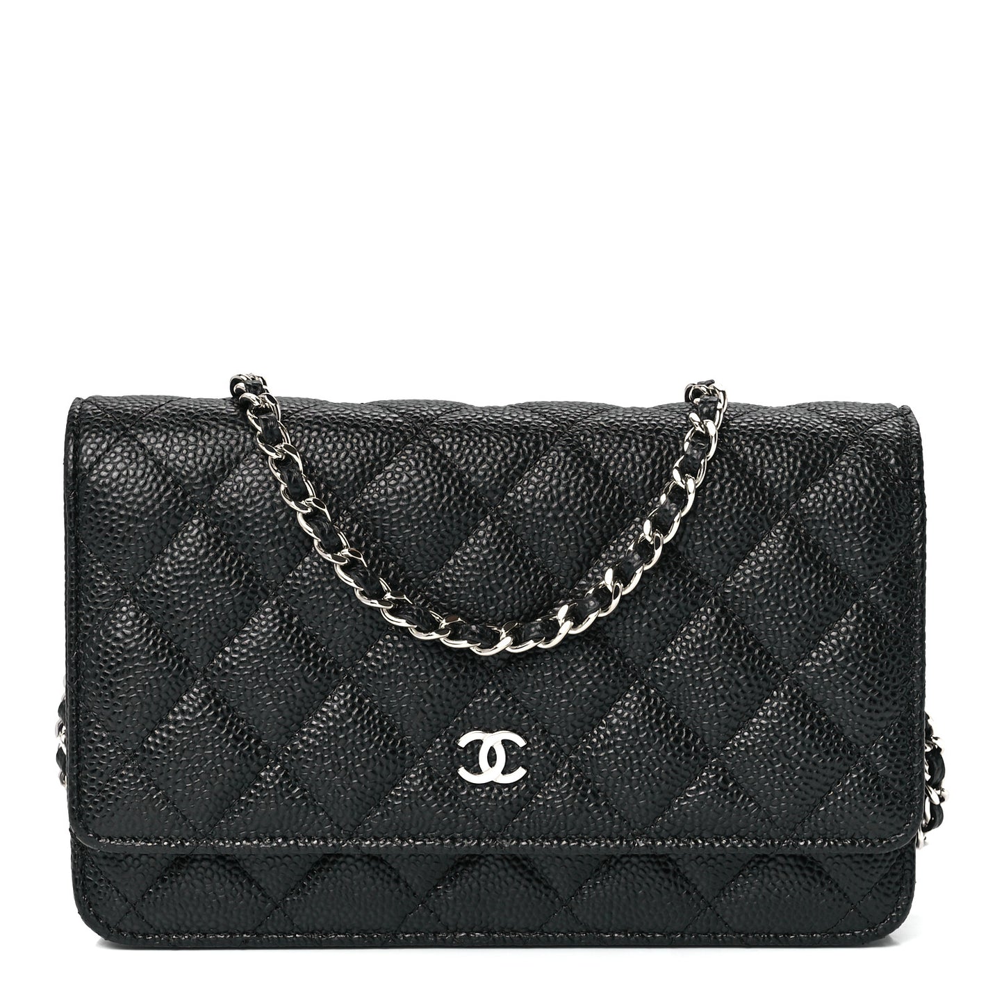 Caviar Quilted Wallet on Chain WOC Black