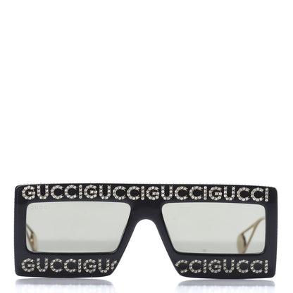 Gucci Acetate Crystal Mask-Frame Sunglasses GG0431S Black 2 of 6