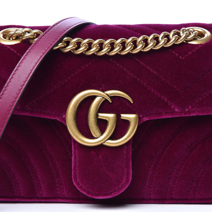 Gucci Velvet Matelasse Mini GG Marmont Shoulder Bag Fuchsia Violet Cyclamen 11 of 11