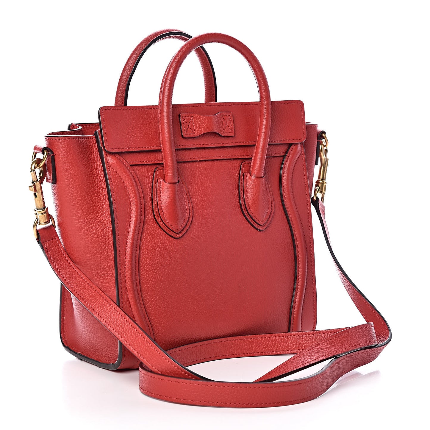 Drummed Calfskin Nano Luggage Red