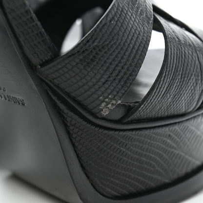 Saint Laurent Calfskin Lizard Embossed Tribute 105 Platform Sandals 37 Black 9 of 10