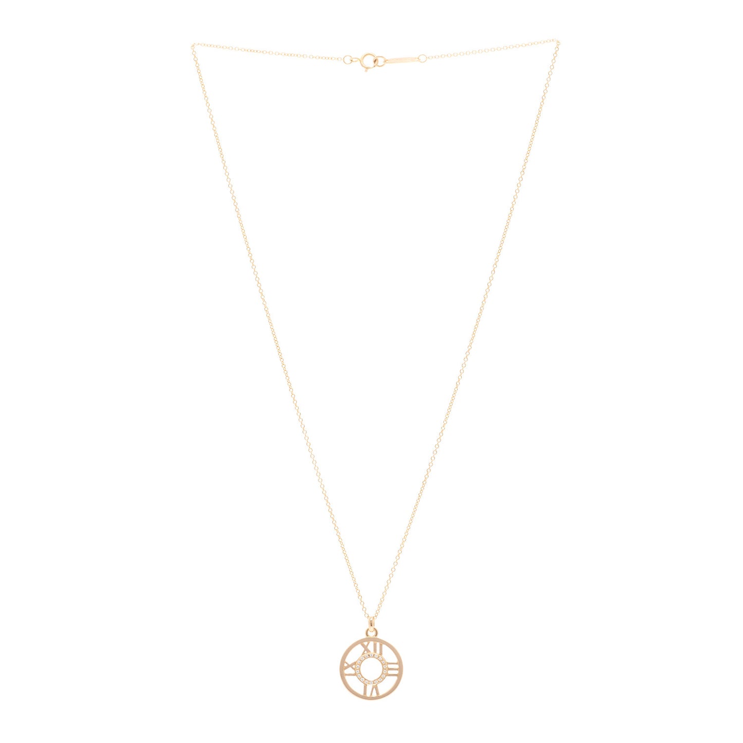 18K Rose Gold Diamond Small Atlas Open Pendant Necklace