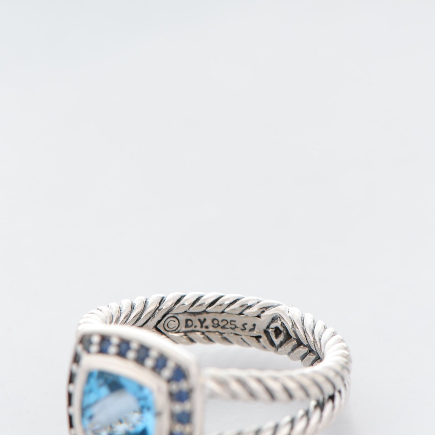Sterling Silver Blue Topaz Sapphire 7mm Petite Cable Candy Ring 51.5 6