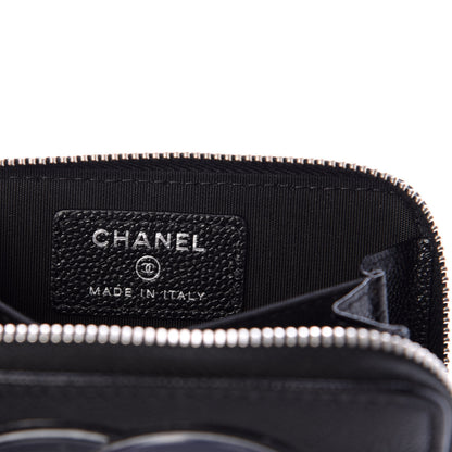Chanel Caviar CC Small Zip Around Coin Purse Black Blue Green 6 of 8