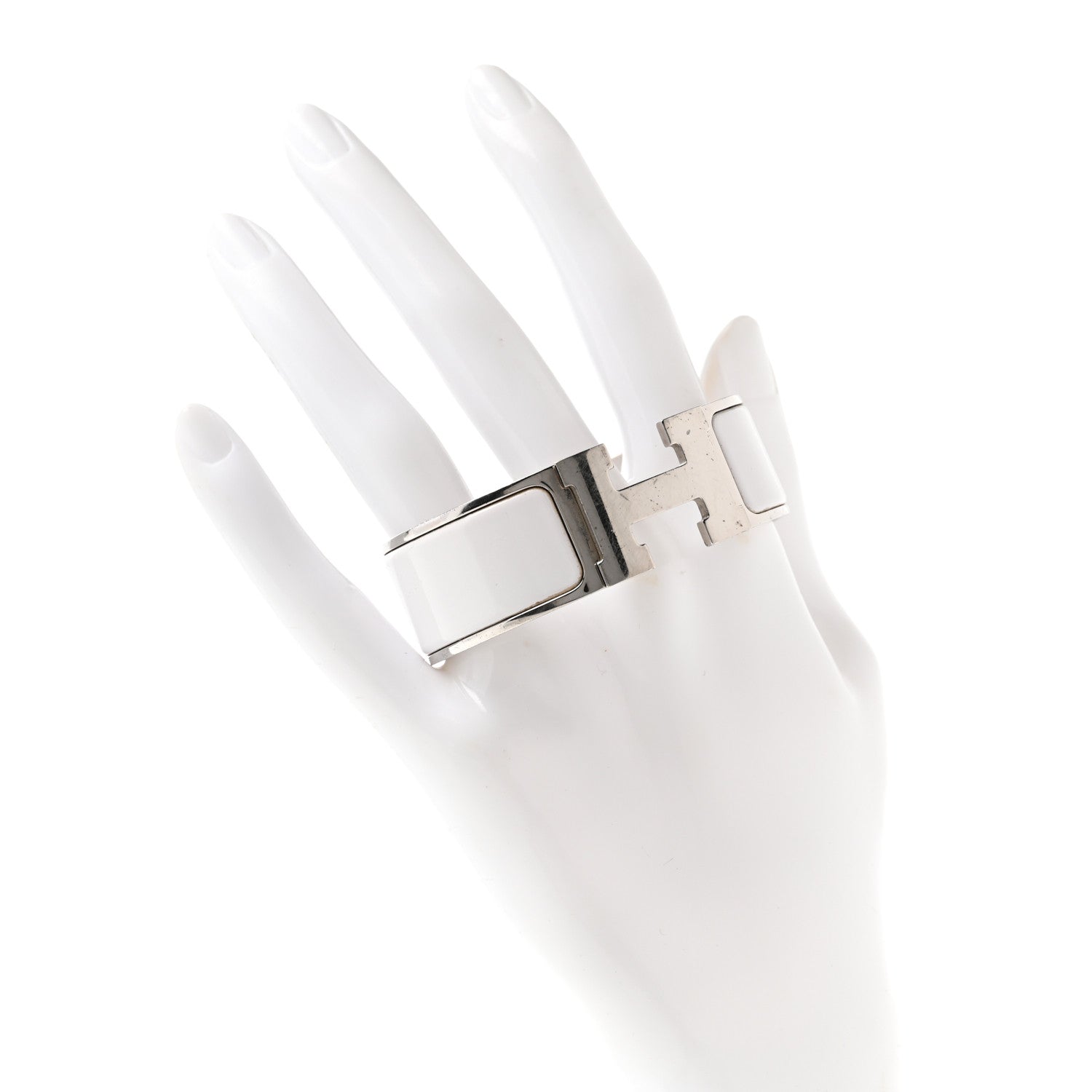 Hermes Enamel Wide Clic Clac H Bracelet GM White 2 of 5