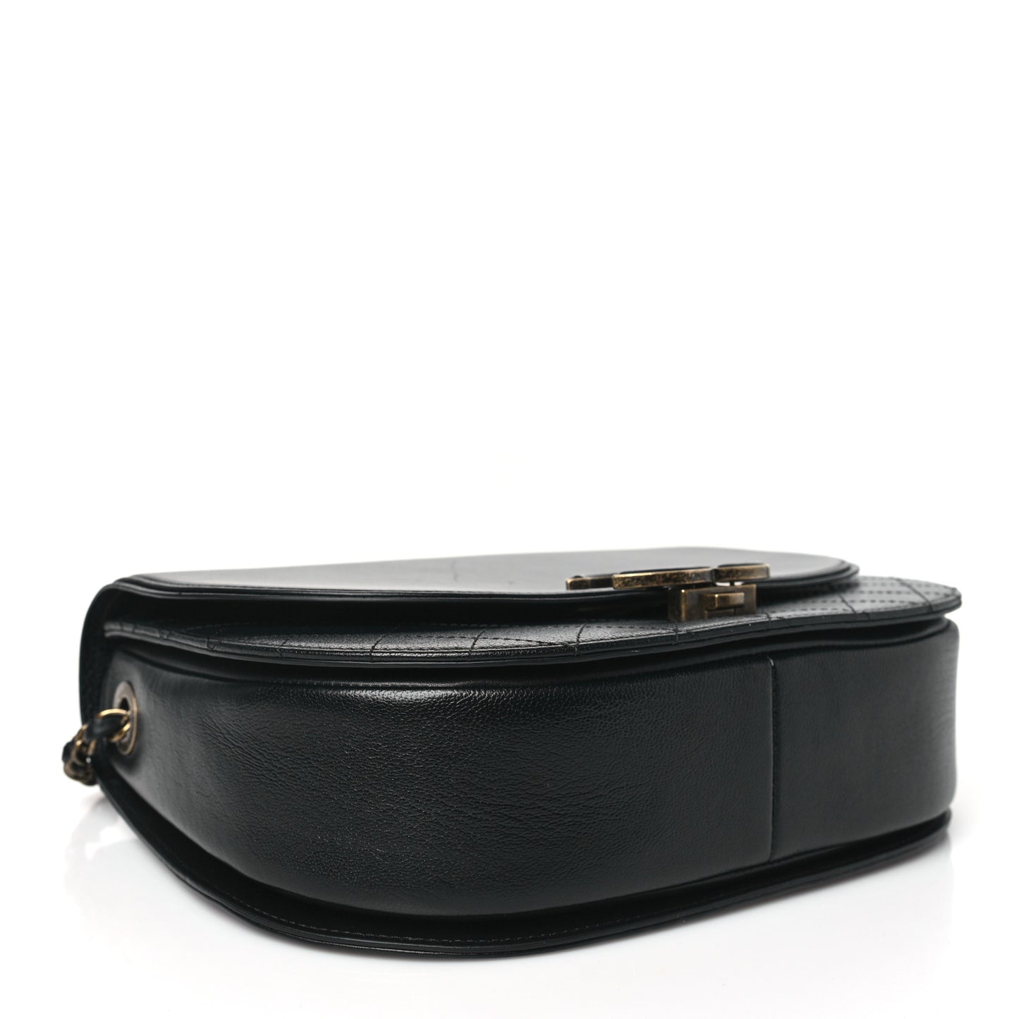 Shiny Calfskin Goatskin Quilted Medium Coco Curve Messenger Flap Black