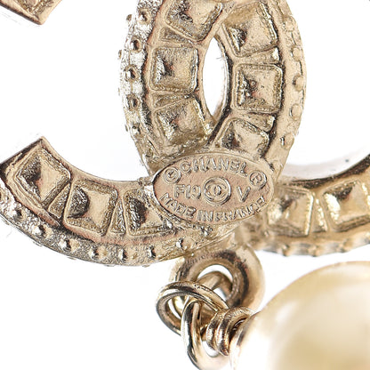 Chanel Crystal Pearl CC Drop Earrings Gold 4 of 5