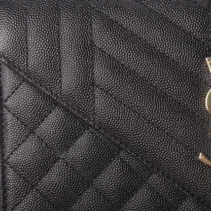 Saint Laurent Grain De Poudre Textured Mixed Matelasse Triquilt Medium Monogram Satchel Black 9 of 10