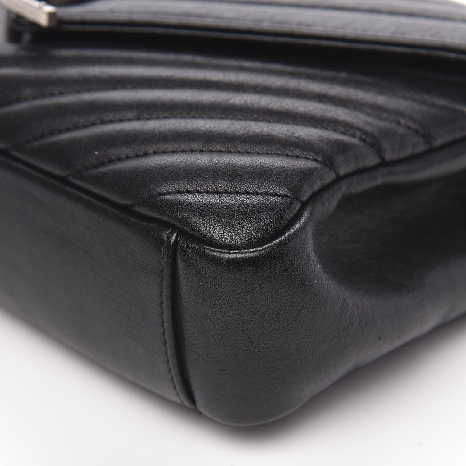 Saint Laurent Sheepskin Matelasse Chevron Monogram Medium College Bag Black 10 of 12