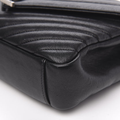 Saint Laurent Sheepskin Matelasse Chevron Monogram Medium College Bag Black 10 of 12
