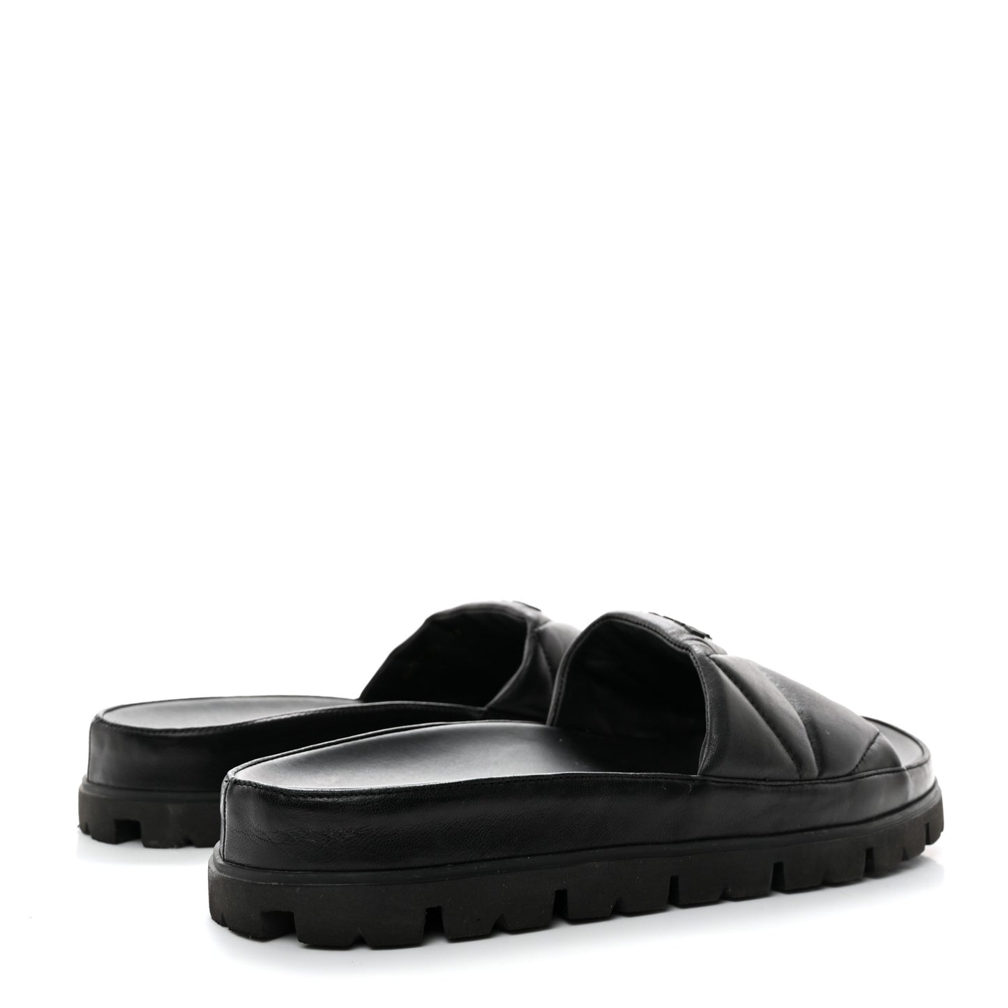 Nappa Logo Quilted Slide Sandals 39 Black