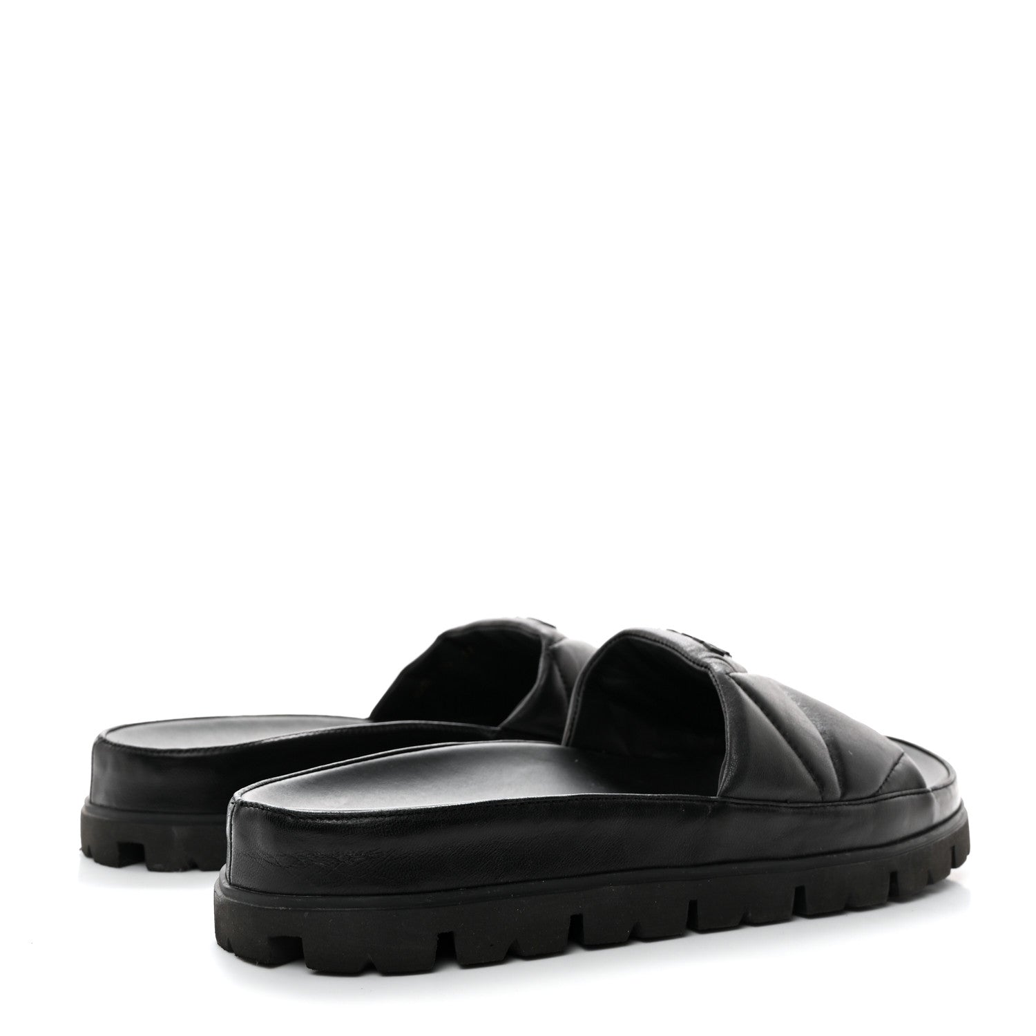 Prada Nappa Logo Quilted Slide Sandals 39 Black 4 of 8