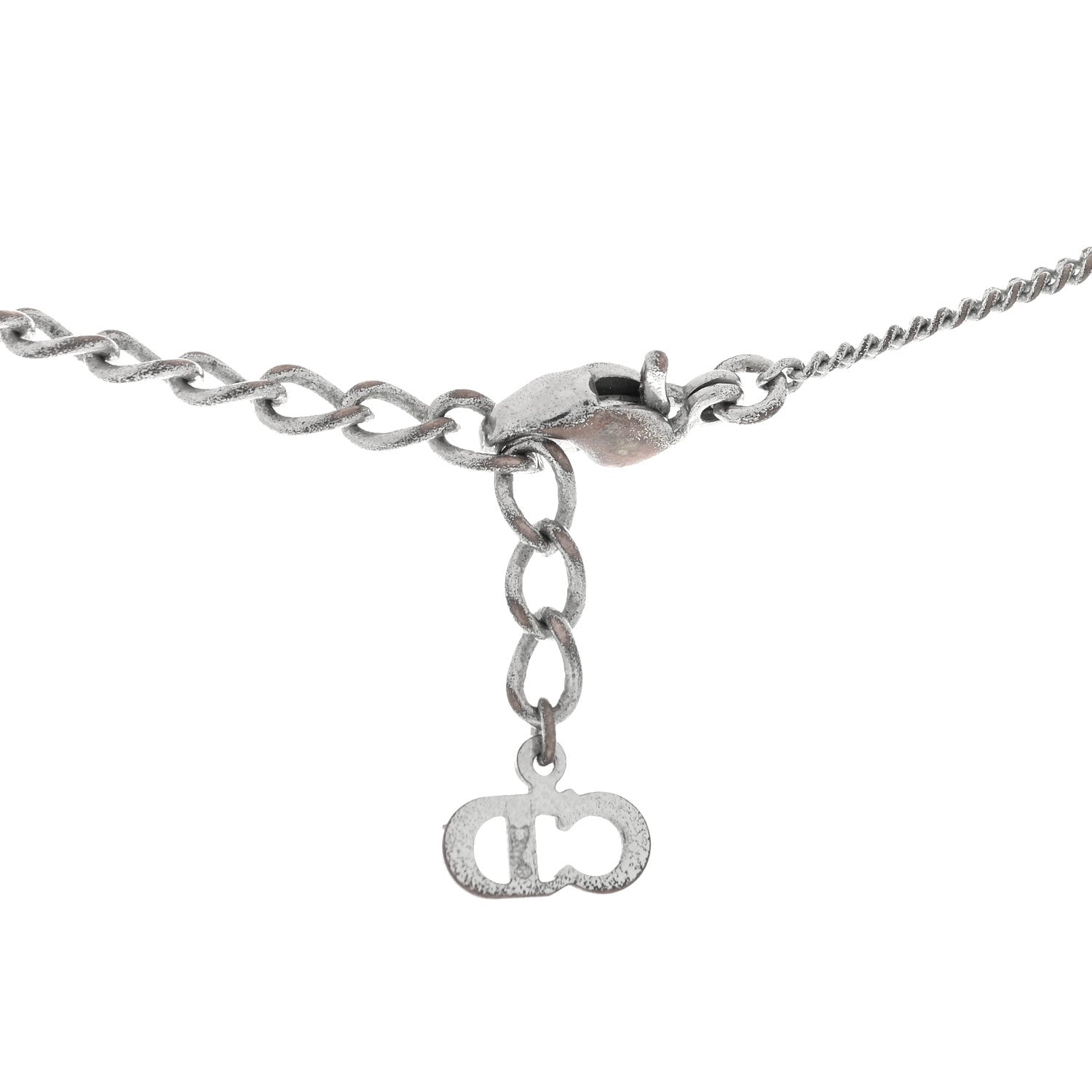 Christian Dior Crystal Logo Necklace Silver 3 of 3