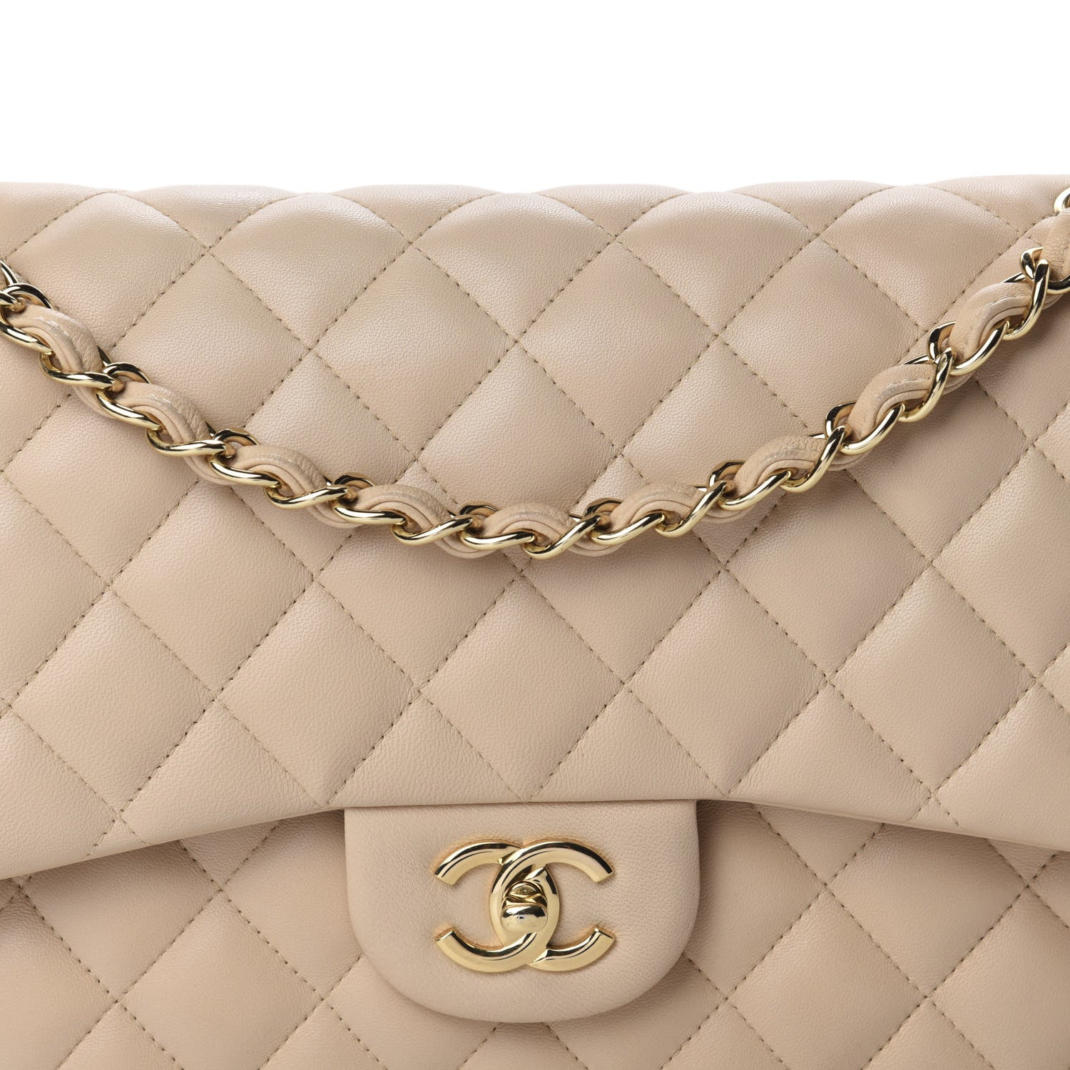 Chanel Lambskin Quilted Jumbo Double Flap Beige 12 of 12