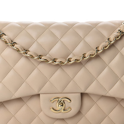 Chanel Lambskin Quilted Jumbo Double Flap Beige 12 of 12