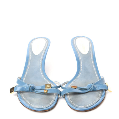 Louis Vuitton Patent Strappy Bow Sandals 37.5 Blue 5 of 10
