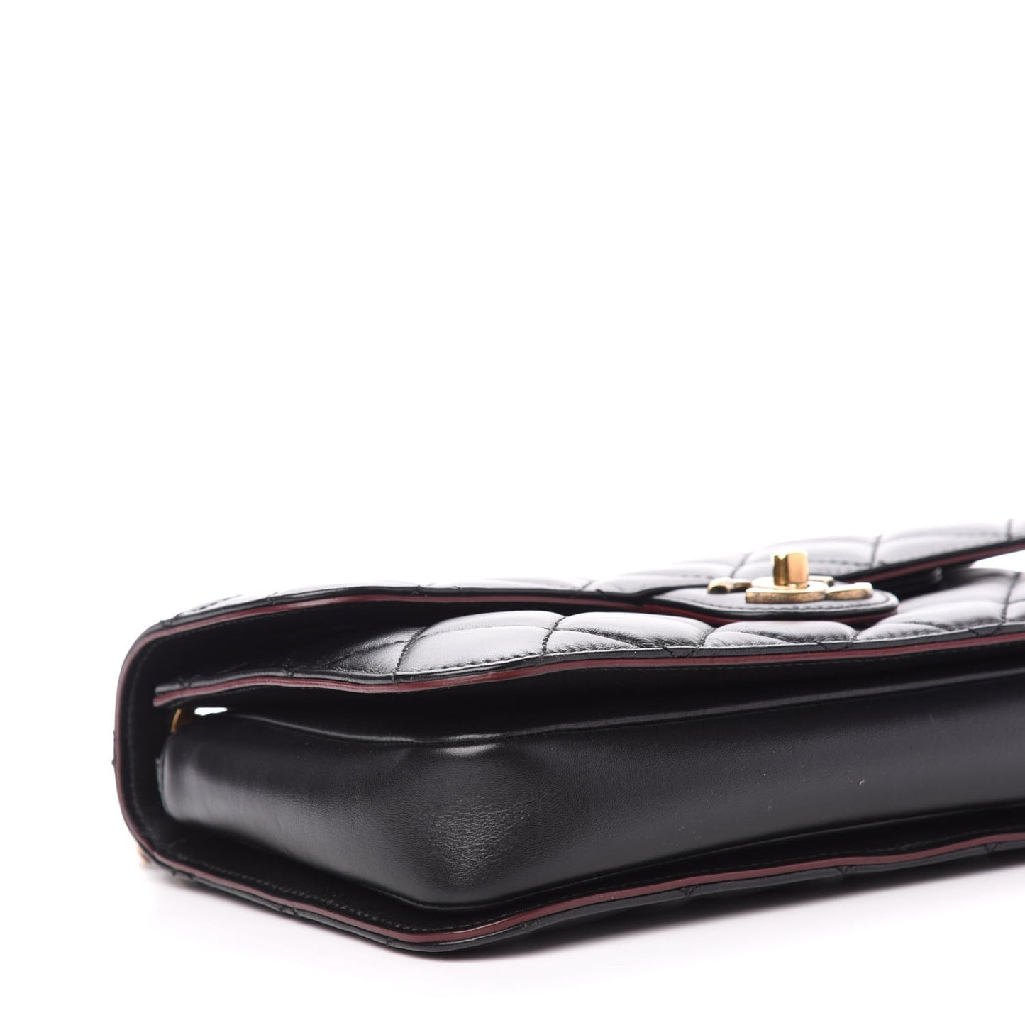 Glazed Calfskin Quilted Medium Perfect Edge Flap Black