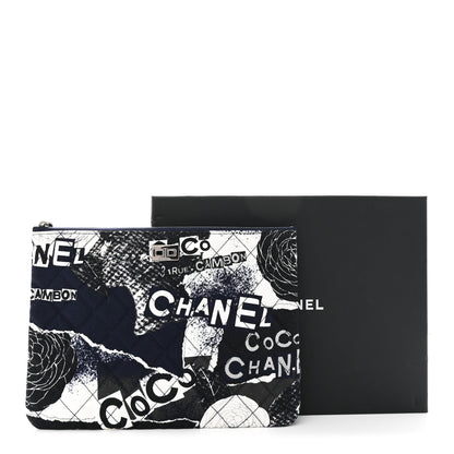 Chanel Jersey Quilted Graffiti Large Reissue Cosmetic Case Black White 8 of 8
