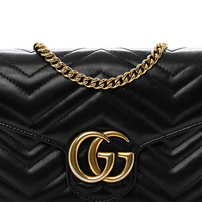 Gucci Calfskin Matelasse GG Marmont Chain Wallet Black 8 of 10